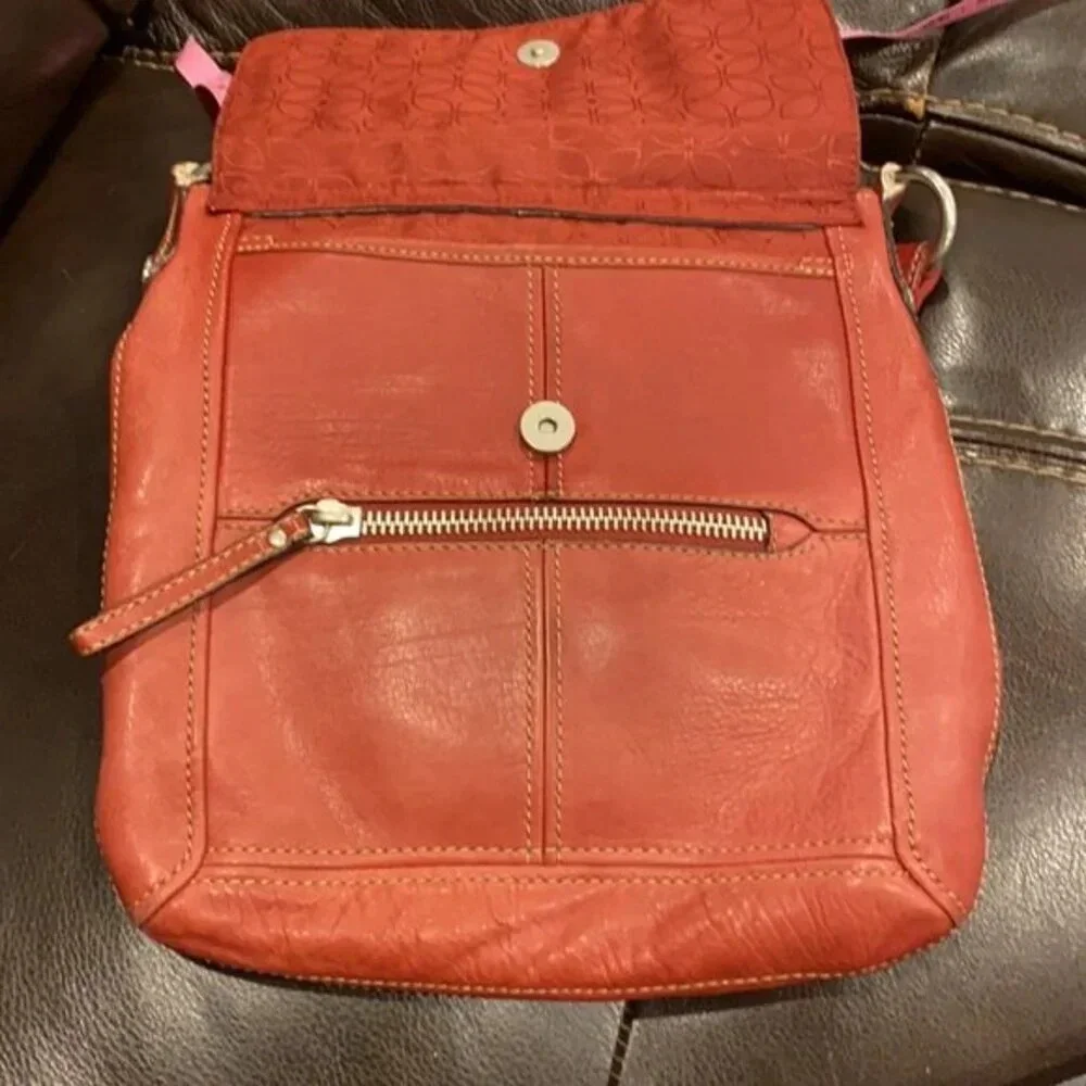 Fossil red leather crossbody bag